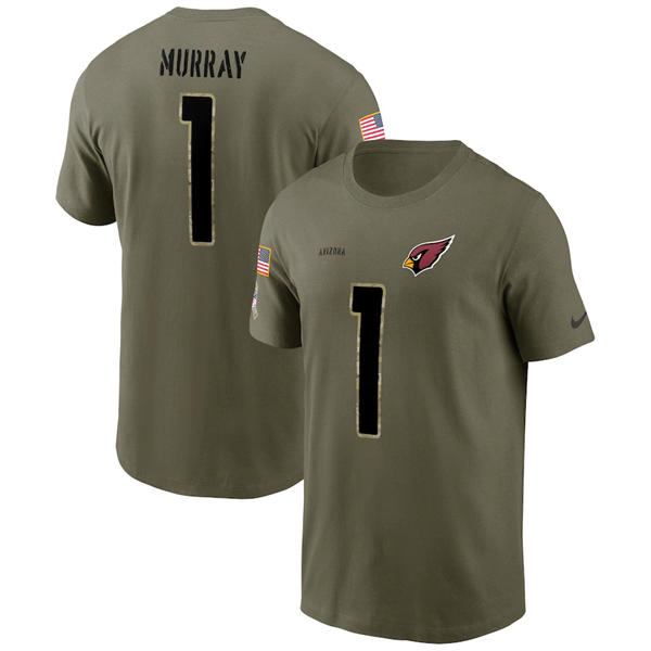 Men's Arizona Cardinals #1 Kyler Murray 2022 Olive Salute to Service T-Shirt Men's Arizona Cardinals #1 Kyler Murray 2022 Olive Salute to Service T-Shirt